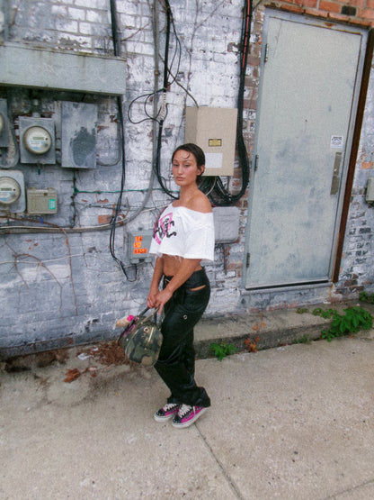 Pink Cross-out Crop
