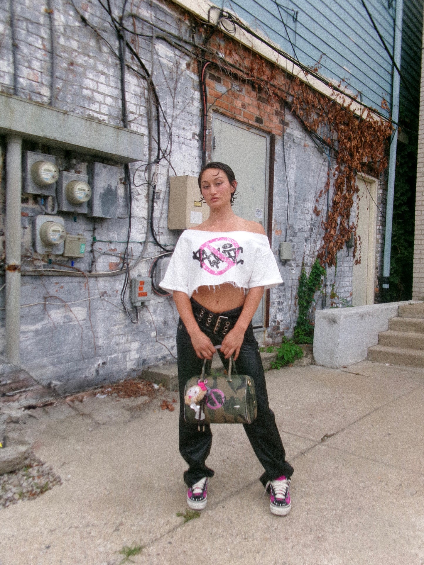 Pink Cross-out Crop