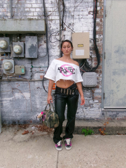Pink Cross-out Crop